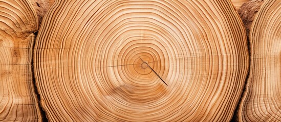 Coniferous forest log displaying tree ring pattern after harvest With copyspace for text