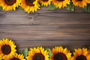 Sunflowers Arrangement on Wooden Rustic Table