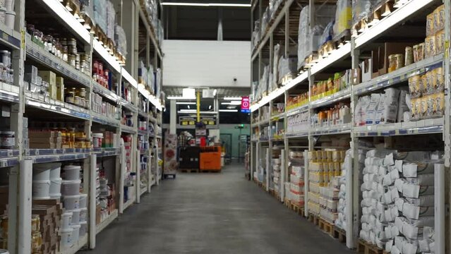 corridors you supermarket high shelves. High quality FullHD footage