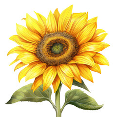 flower element. watercolor sunflower illustration.
