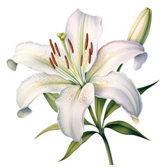 flower element. watercolor lily illustration.