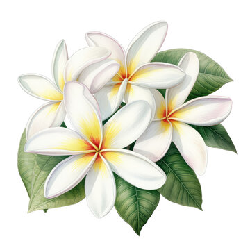 flower element. watercolor frangipani illustration.