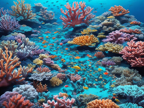 An image of a vibrant coral reef teeming UHD wallpaper Stock Photographic Image