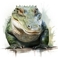 watercolor Alligator clipart, Generative Ai