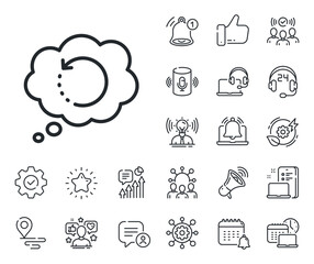 Backup data sign. Place location, technology and smart speaker outline icons. Recovery info line icon. Restore information symbol. Recovery data line sign. Influencer, brand ambassador icon. Vector