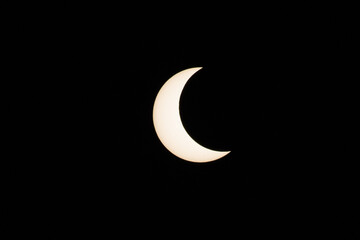 Obraz na płótnie Canvas Solar eclipse of October 2023, seen from Brasilia, capital of Brazil, South America. Astronomy.