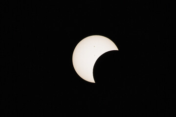 Solar eclipse of October 2023, seen from Brasilia, capital of Brazil, South America. Astronomy.