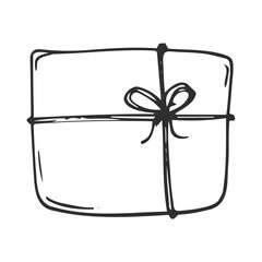 hand drawn doodle gift box present icon illustration isolated
