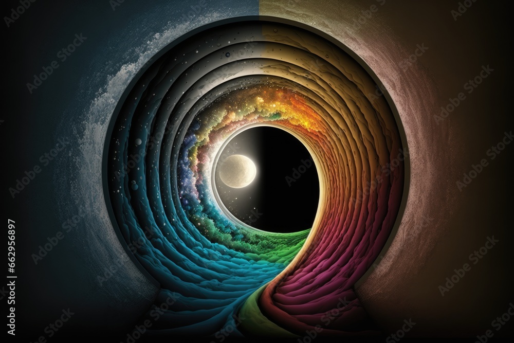 Poster a mysterious spatial tunnel to space