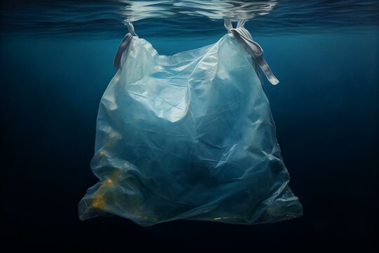 Plastic Bag In Ocean Depths. Generative AI