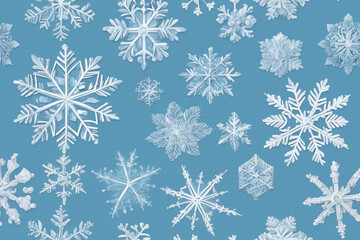 Fototapeta na wymiar Big icy white snowflake background, Christmas and winter background, generative AI