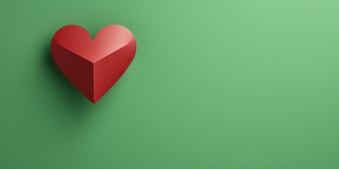 A red paper heart on a green background, Green Tuesday background