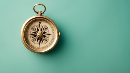 Vintage Compass on a Teal Background