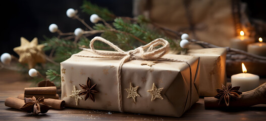 Rustic Christmas, Eco-Friendly Gift Wrapping with Natural Charm
