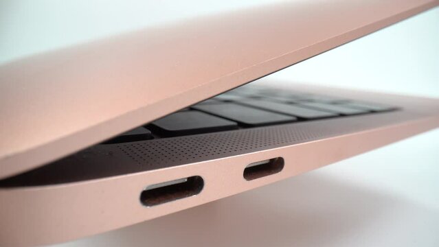 Laptop type c ports close up 4K