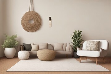 sofa lounge minimalist country home interior sofa rustic accent bed room design Created with generative AI