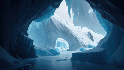 iceberg in polar regions in cave - obrazy, fototapety, plakaty