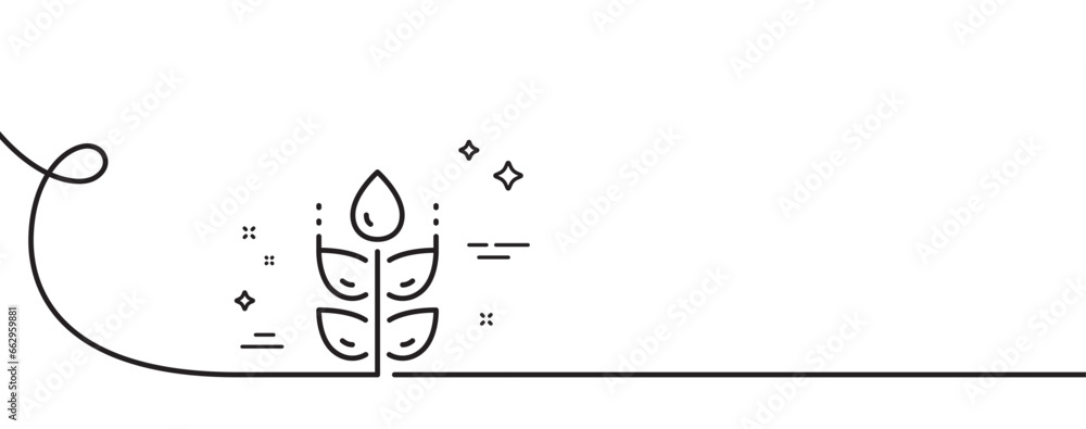 Poster gluten free line icon. continuous one line with curl. organic tested sign. natural product symbol. g
