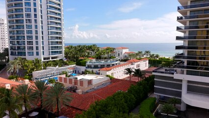 Aerial stock video The Bath Blub Miami Beach Florida a private membership club