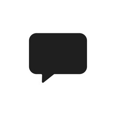 Black message bubble icon on white background.