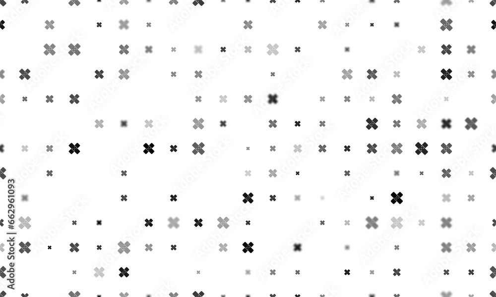 Poster seamless background pattern of evenly spaced black adhesive plaster symbols of different sizes and o