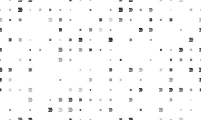 Seamless background pattern of evenly spaced black discussion symbols of different sizes and opacity. Illustration on transparent background