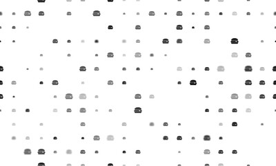 Seamless background pattern of evenly spaced black hamburger symbols of different sizes and opacity. Illustration on transparent background
