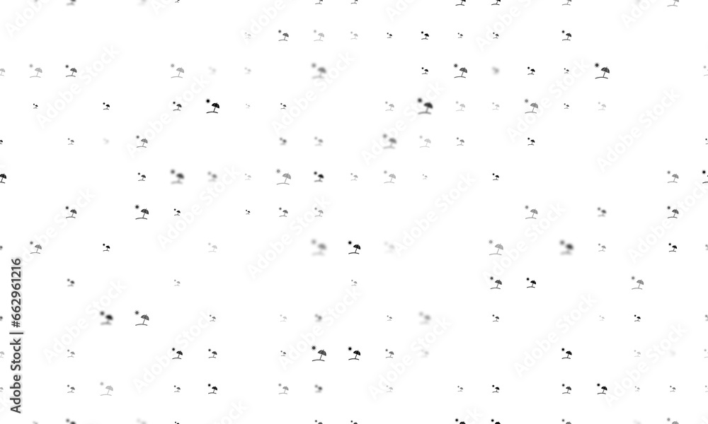 Aufkleber seamless background pattern of evenly spaced black beach symbols of different sizes and opacity. ill