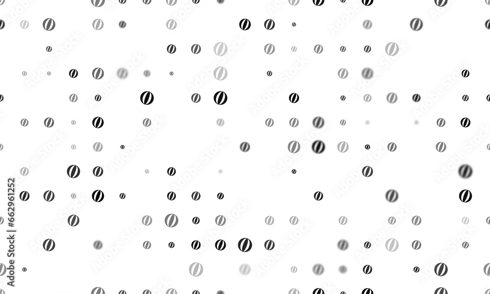 Aufkleber seamless background pattern of evenly spaced black beach ball symbols of different sizes and opacity