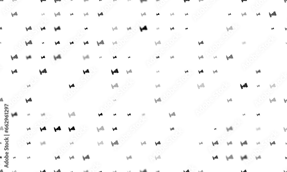 Poster seamless background pattern of evenly spaced black camera symbols of different sizes and opacity. il