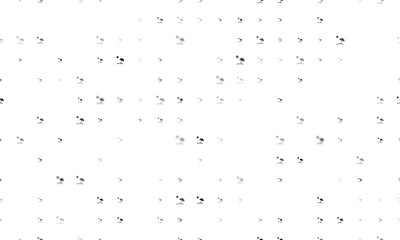 Seamless background pattern of evenly spaced black beach symbols of different sizes and opacity. Illustration on transparent background
