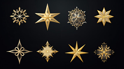Vector star set with intricately designed stars suitable for creative projects