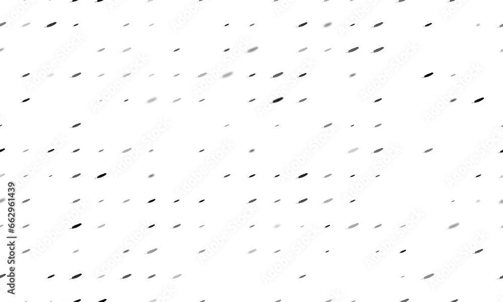 Poster seamless background pattern of evenly spaced black feather symbols of different sizes and opacity. i