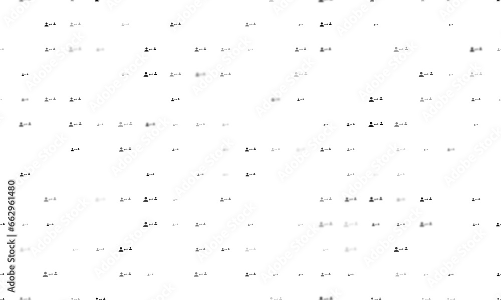 Poster seamless background pattern of evenly spaced black social distance symbols of different sizes and op
