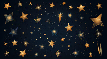 Fototapeta premium Stars collection featuring a diverse array of hand-drawn stars for various applications