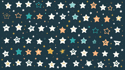 Hand-drawn star icons arranged in a vector set ready for seamless incorporation