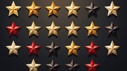 Fototapeta premium Stars collection showcasing a variety of meticulously crafted star icons
