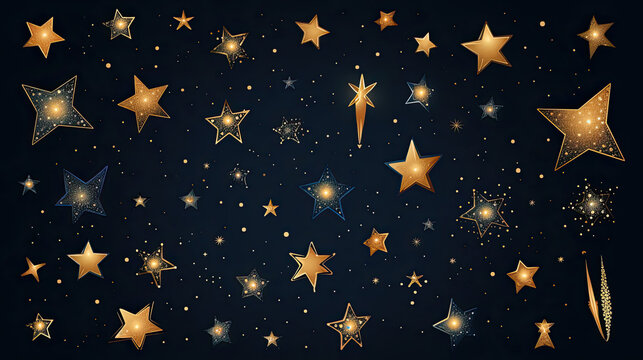 Stars collection featuring a diverse array of hand-drawn stars for various applications