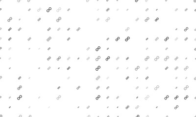 Seamless background pattern of evenly spaced black astrological opposition symbols of different sizes and opacity. Illustration on transparent background