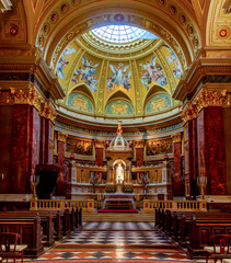 St. Stephen's basilica interiors in Budapest, Hungary 