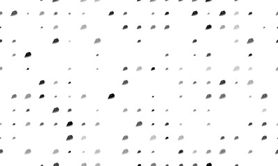 Seamless background pattern of evenly spaced black iron symbols of different sizes and opacity. Illustration on transparent background
