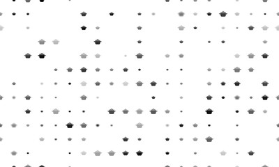 Seamless background pattern of evenly spaced black pot symbols of different sizes and opacity. Illustration on transparent background