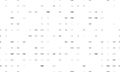 Seamless background pattern of evenly spaced black top symbols of different sizes and opacity. Illustration on transparent background