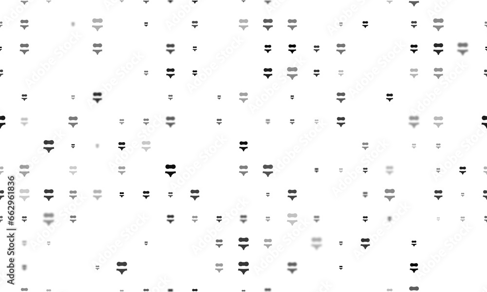 Poster seamless background pattern of evenly spaced black bikini symbols of different sizes and opacity. il