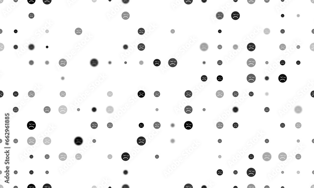 Aufkleber seamless background pattern of evenly spaced black depression symbols of different sizes and opacity