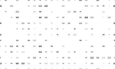Seamless background pattern of evenly spaced black water game symbols of different sizes and opacity. Illustration on transparent background