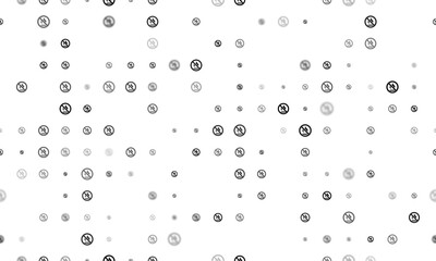 Seamless background pattern of evenly spaced black no gas symbols of different sizes and opacity. Illustration on transparent background