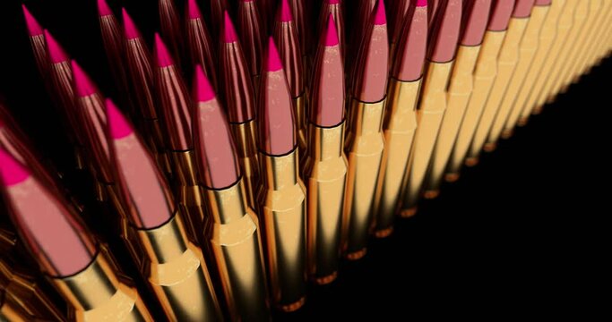 artillery shells, cartridges, on a black background, 3d abstraction