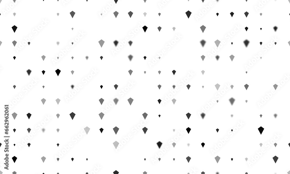 Poster seamless background pattern of evenly spaced black kite symbols of different sizes and opacity. illu