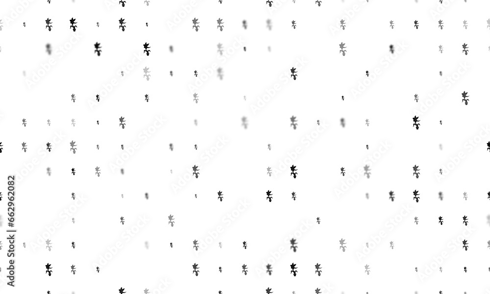 Poster seamless background pattern of evenly spaced black carnivorous plant symbols of different sizes and 